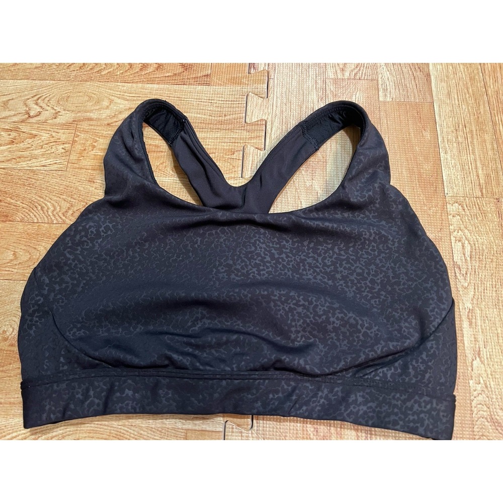 Athleta Sports Bra Small Black Leopard Print Strappy Back Athleisure Yoga Gym
